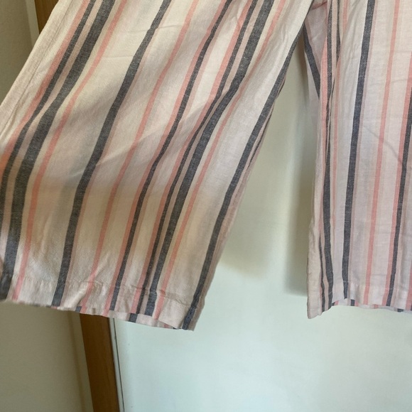 Ladies, large cloth and stone linen blend cropped pants - Picture 4 of 7